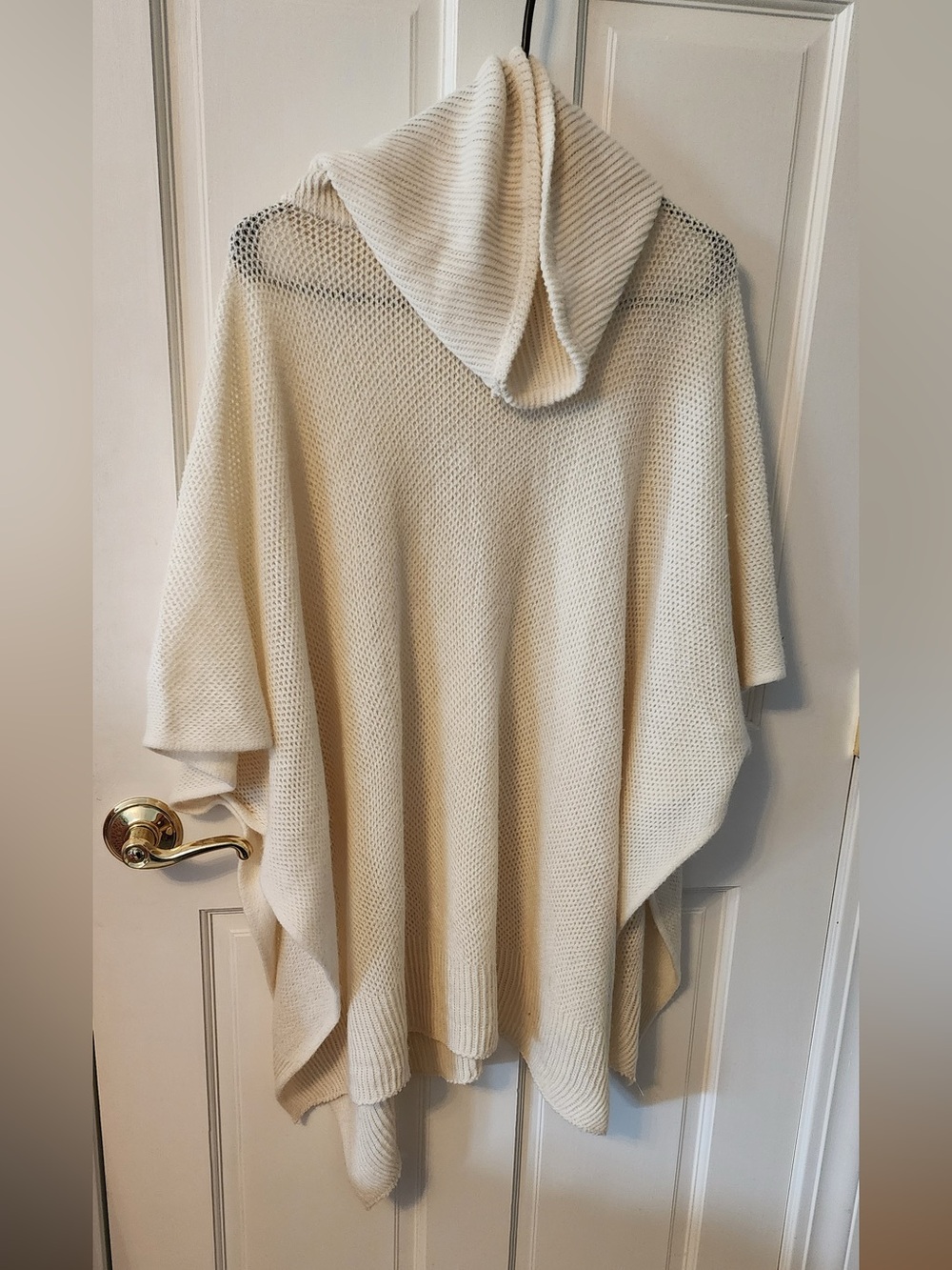 LC Lauren Conrad Cream Hooded Knit Poncho